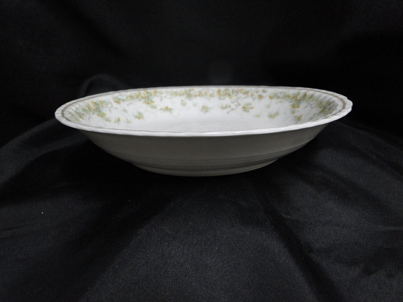 Haviland (Limoges) Green & Tan Floral Garland, Blank 123: Coupe Soup Bowl 7 1/2"