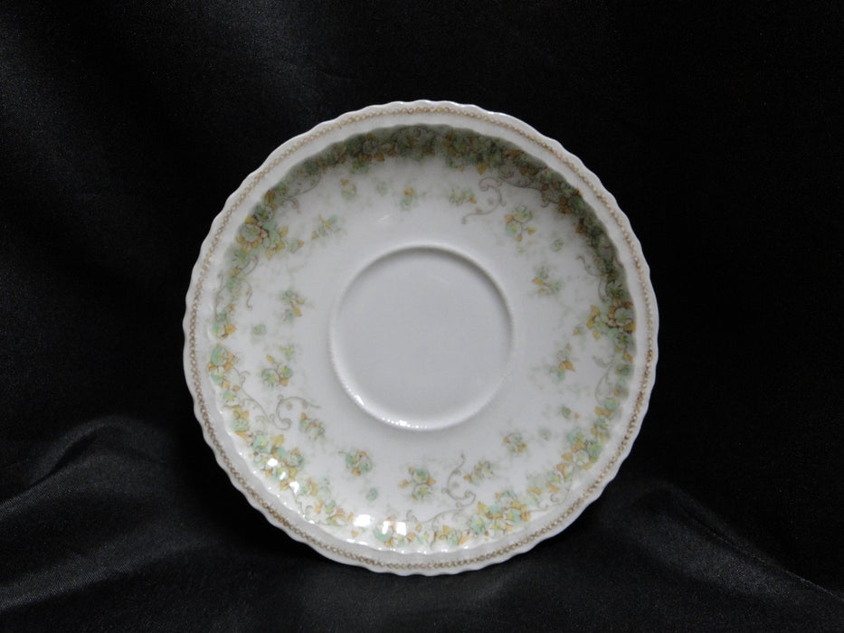 Haviland (Limoges) Green & Tan Floral Garland, Blank 123: 5 5/8" Saucer Only