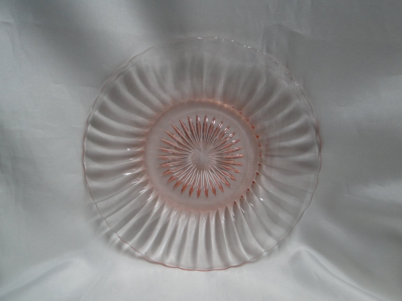 Heisey Coarse Rib Pink, Flamingo, Rib Design: Salad Plate, 7 1/4"