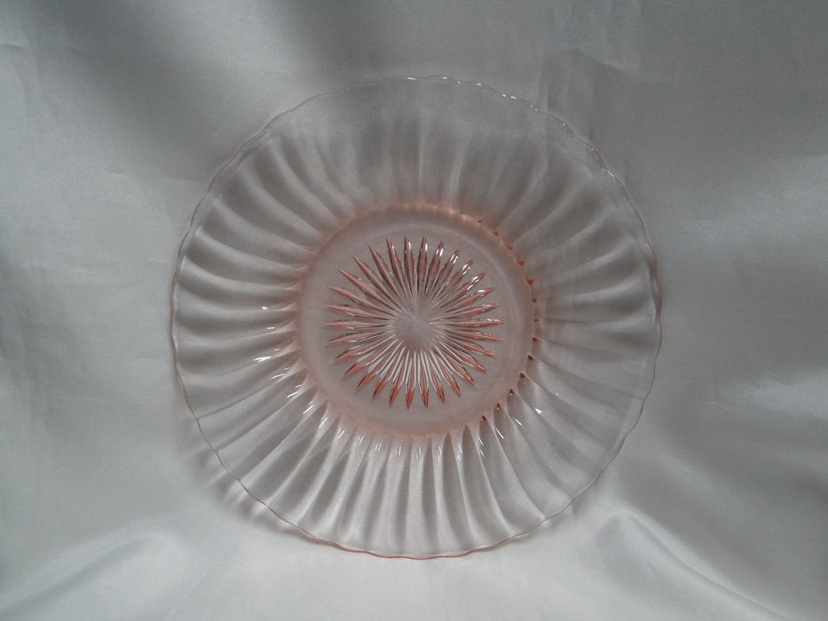 Heisey Coarse Rib Pink, Flamingo, Rib Design: Salad Plate, 7 1/4"