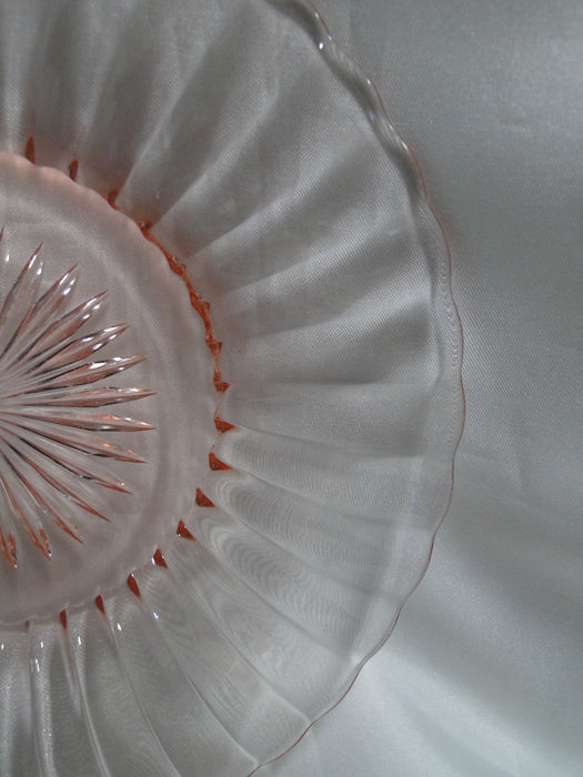 Heisey Coarse Rib Pink, Flamingo, Rib Design: Salad Plate, 7 1/4"