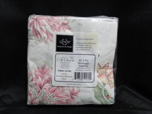 Lenox Butterfly Meadow Pink: Package (s) of 40 Paper Beverage Napkins, 9.875"