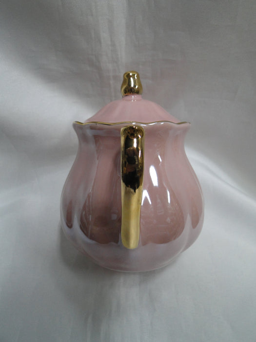 Grace's Teaware Pink w/ Gold Trim, Fluted: Sugar Bowl & Lid, 5" Tall