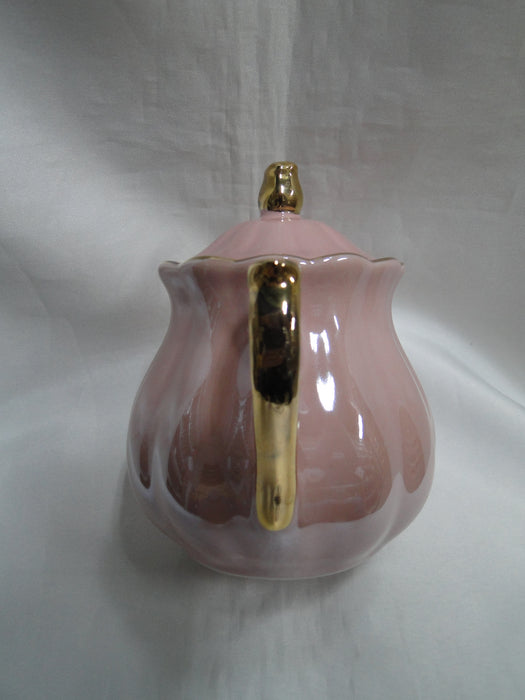 Grace's Teaware Pink w/ Gold Trim, Fluted: Sugar Bowl & Lid, 5" Tall