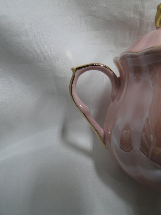 Grace's Teaware Pink w/ Gold Trim, Fluted: Sugar Bowl & Lid, 5" Tall