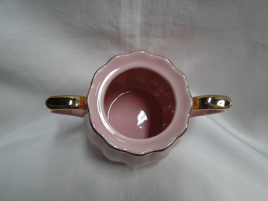 Grace's Teaware Pink w/ Gold Trim, Fluted: Sugar Bowl & Lid, 5" Tall