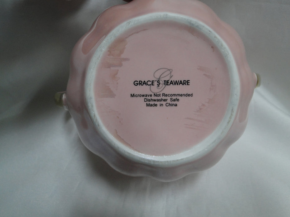 Grace's Teaware Pink w/ Gold Trim, Fluted: Sugar Bowl & Lid, 5" Tall
