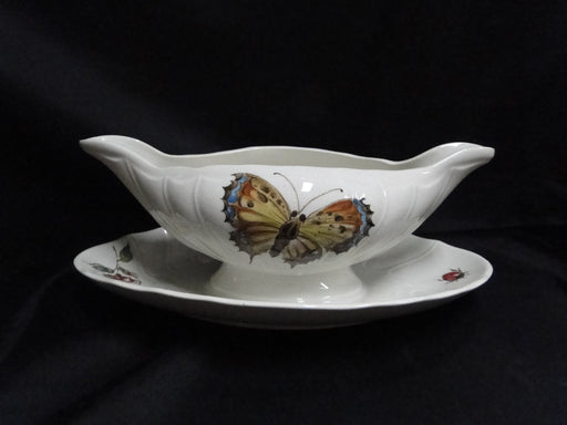 Villeroy & Boch Bouquet, Flowers, Insects: Gravy Boat w/ Attached Underplate