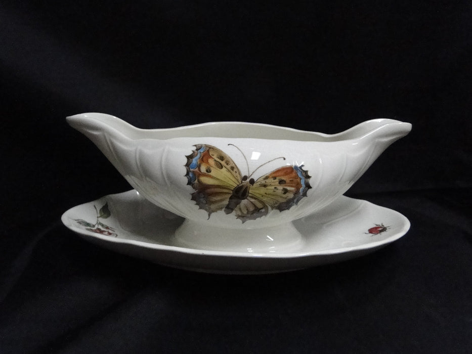 Villeroy & Boch Bouquet, Flowers, Insects: Gravy Boat w/ Attached Underplate