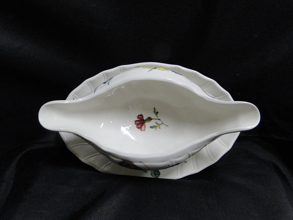 Villeroy & Boch Bouquet, Flowers, Insects: Gravy Boat w/ Attached Underplate