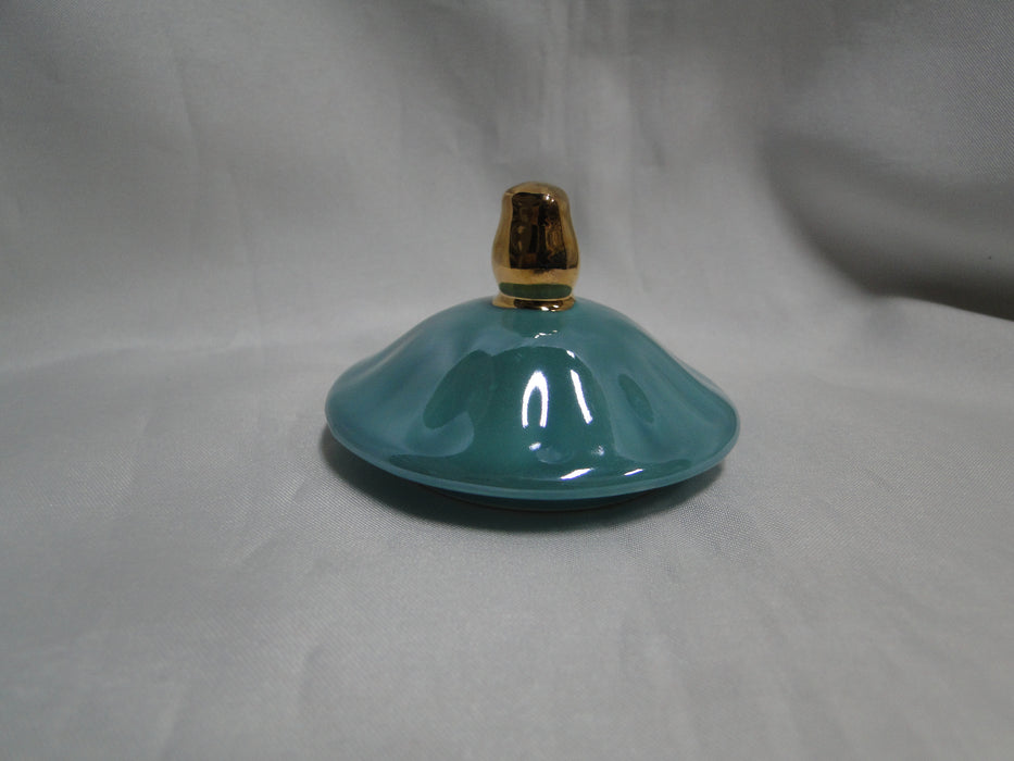 Grace's Teaware Teal w/ Gold Trim, Fluted: Sugar Bowl & Lid, 5" Tall