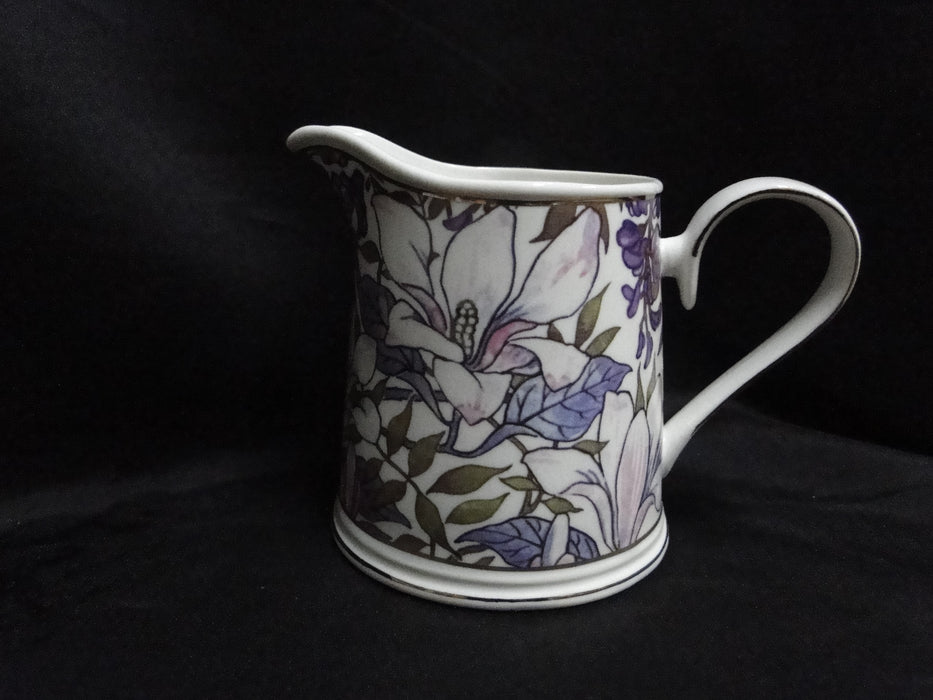 Grace's Teaware Purple Florals on White: Creamer / Cream Pitcher, 3 3/4"Tall