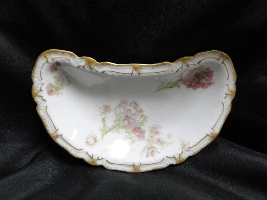 Haviland (Limoges) Schleiger 235e, Pink & Green: Crescent Bone Plate, 6"