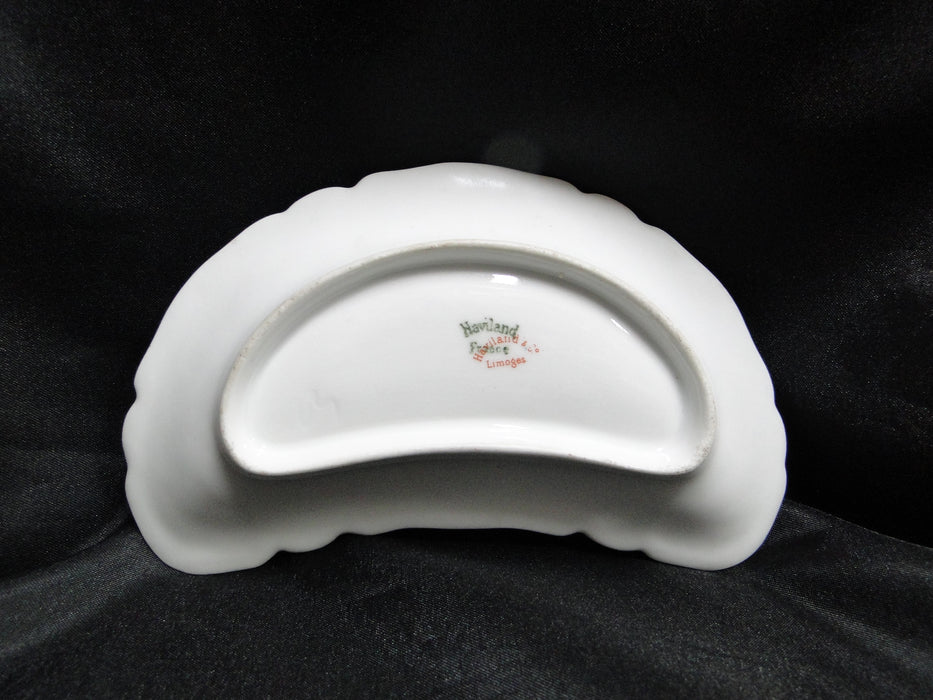 Haviland (Limoges) Schleiger 235e, Pink & Green: Crescent Bone Plate, 6"
