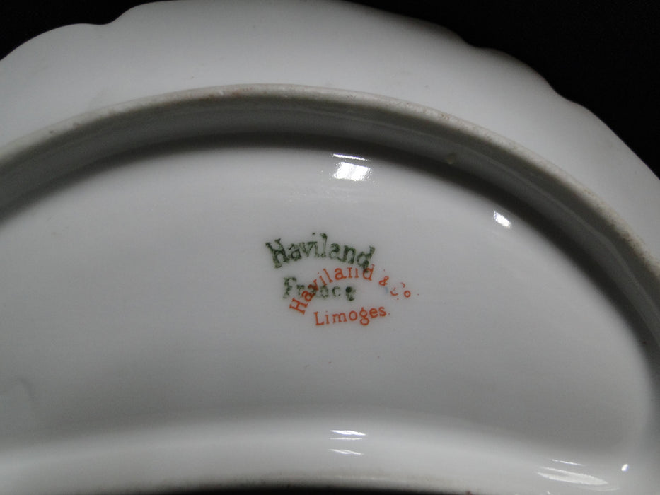 Haviland (Limoges) Schleiger 235e, Pink & Green: Crescent Bone Plate, 6"