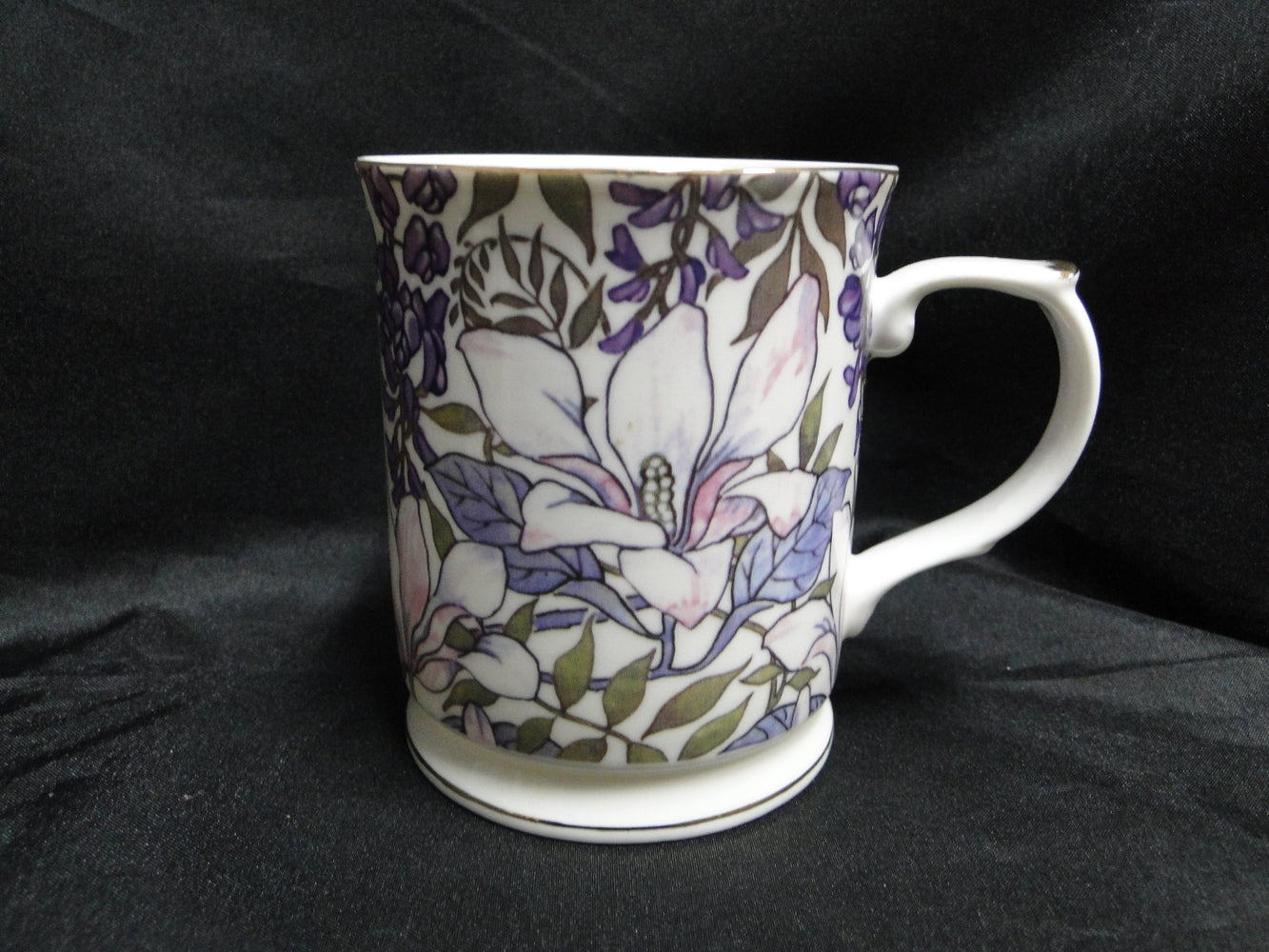Grace's Teaware Purple Florals on White: Mug (s), 4" Tall