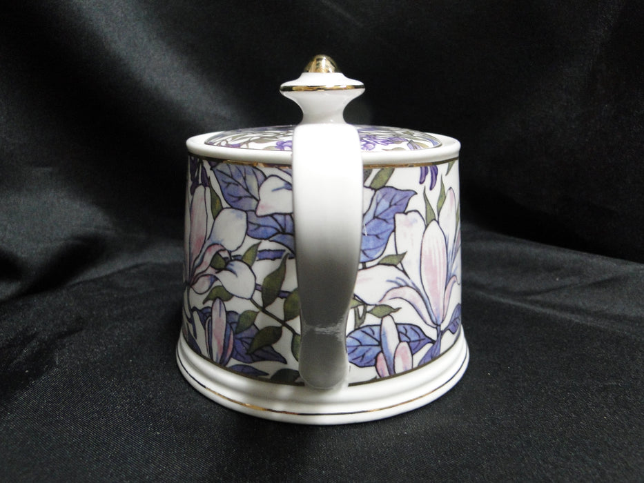Grace's Teaware Purple Florals on White: Sugar Bowl & Lid, 3 7/8"Tall