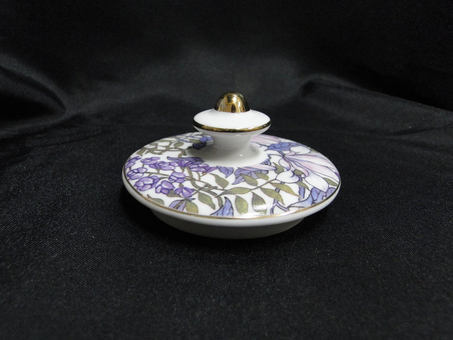 Grace's Teaware Purple Florals on White: Sugar Bowl & Lid, 3 7/8"Tall