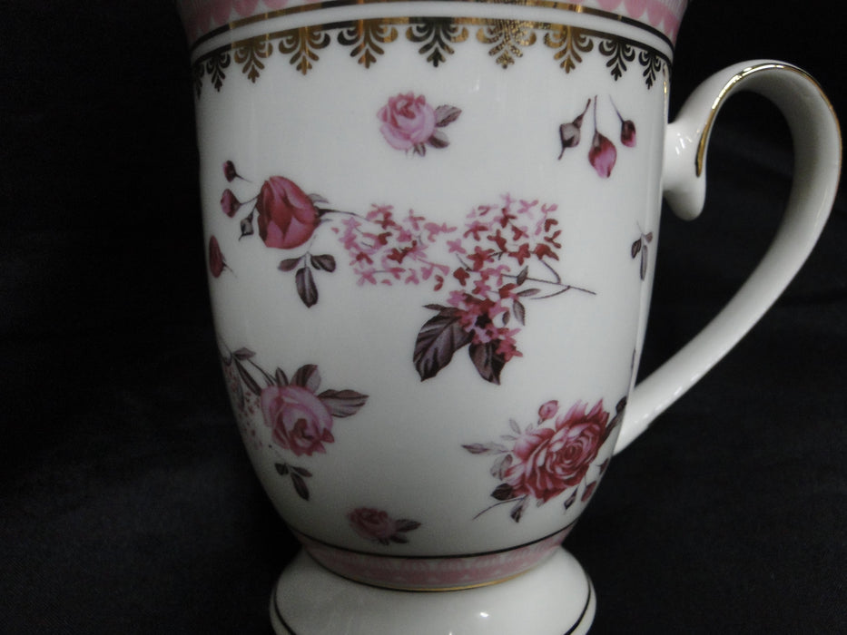 Grace's Teaware Pink Roses & Pink Band on White: Mug (s), 4 1/4" Tall