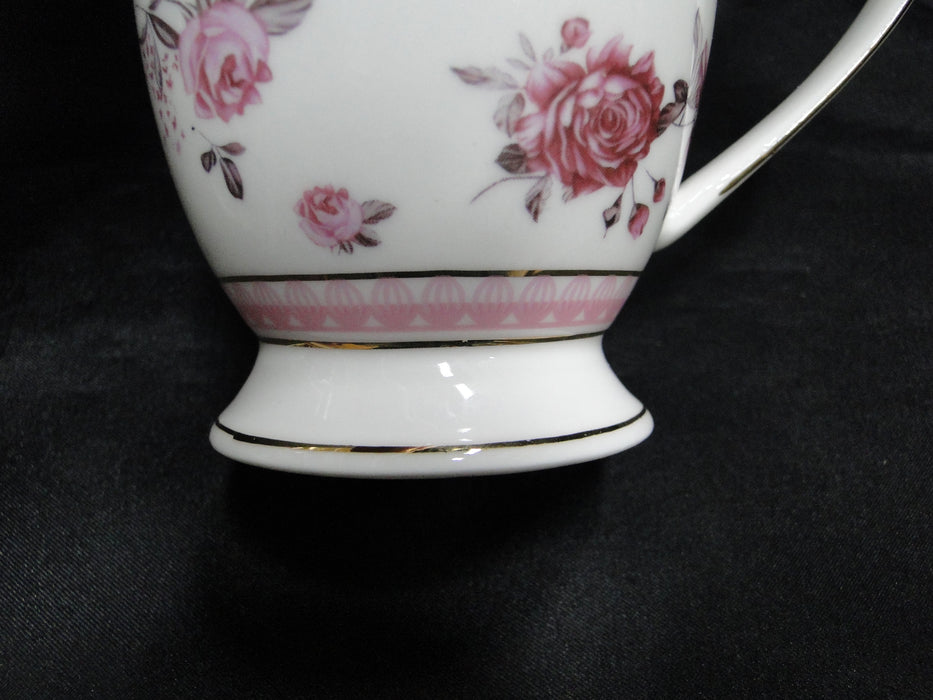 Grace's Teaware Pink Roses & Pink Band on White: Mug (s), 4 1/4" Tall