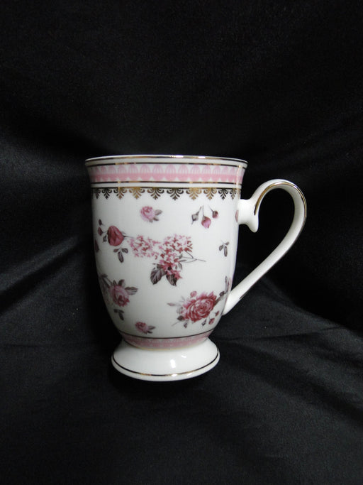 Grace's Teaware Pink Roses & Pink Band on White: Mug (s), 4 1/4" Tall