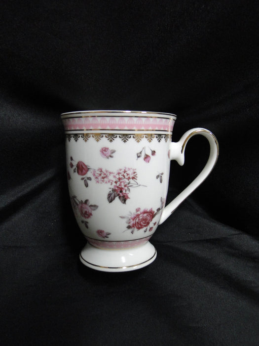Grace's Teaware Pink Roses & Pink Band on White: Mug (s), 4 1/4" Tall