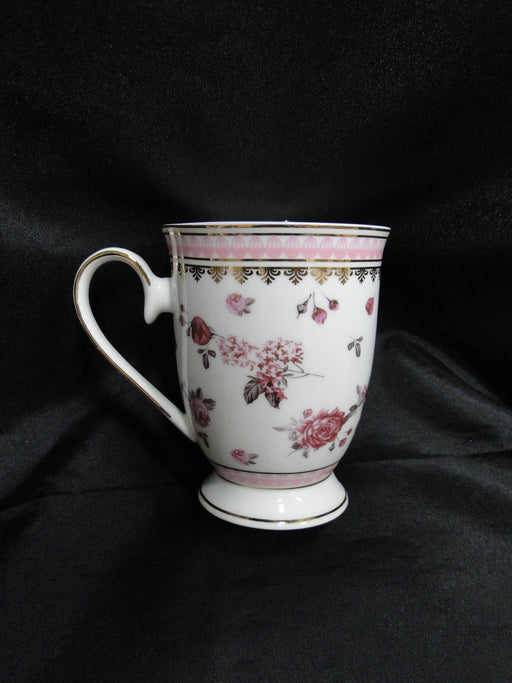 Grace's Teaware Pink Roses & Pink Band on White: Mug (s), 4 1/4" Tall