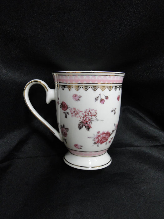 Grace's Teaware Pink Roses & Pink Band on White: Mug (s), 4 1/4" Tall