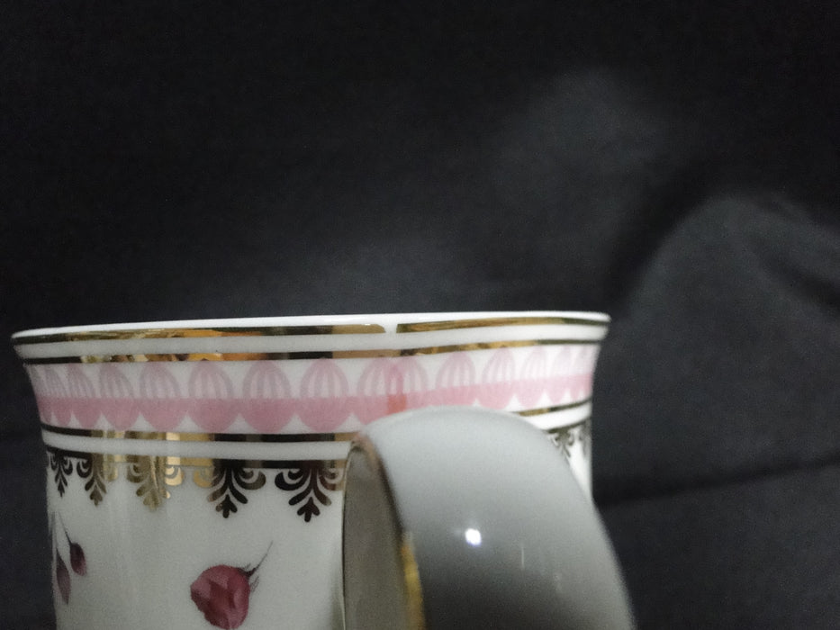 Grace's Teaware Pink Roses & Pink Band on White: Mug (s), 4 1/4" Tall