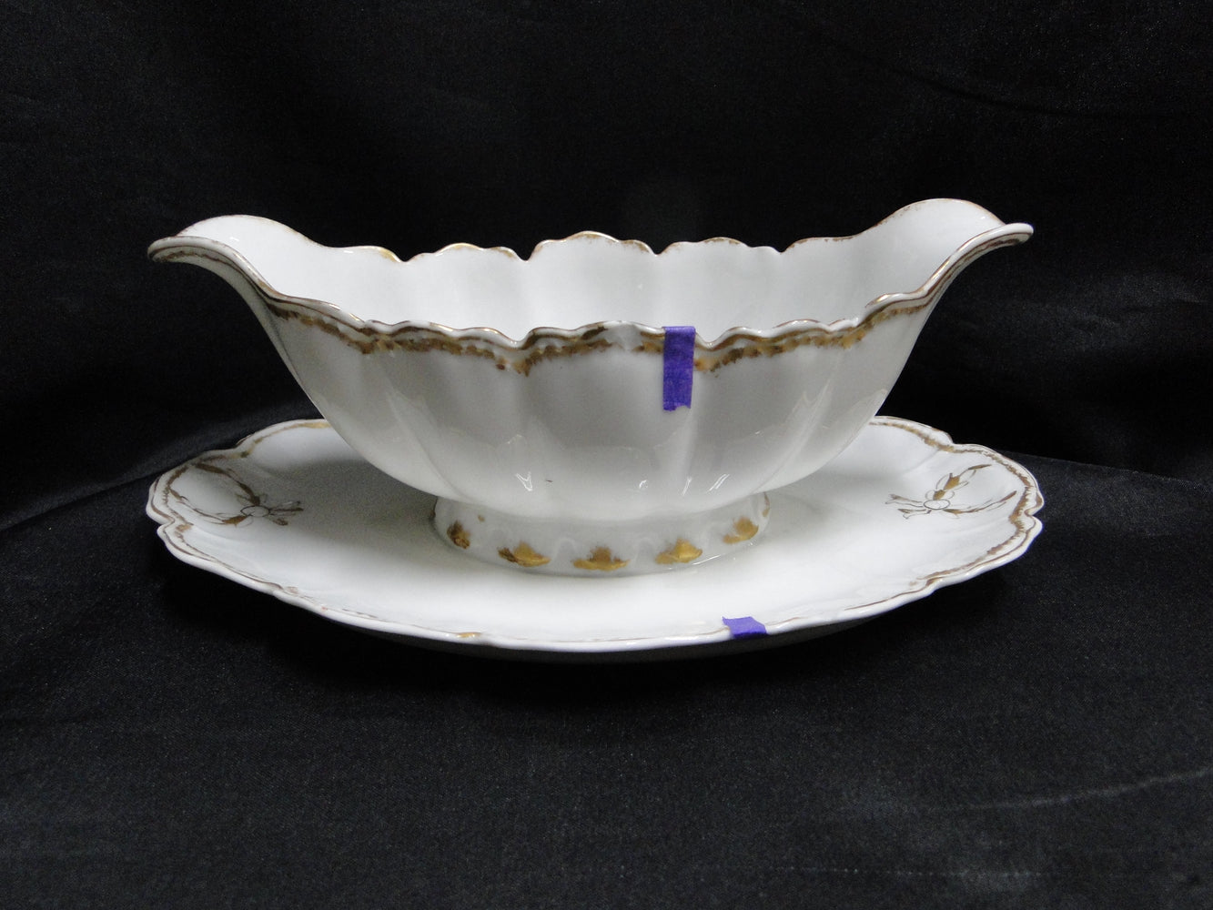 Haviland (Limoges) Schleiger 22, Double Gold Trim: Gravy w/ Underplate, As Is
