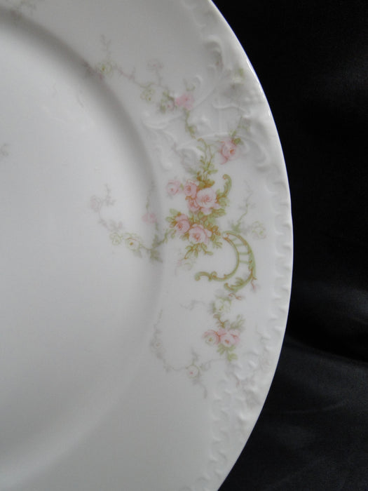 Haviland (Limoges) Schleiger 318-2, Pink, Green Scroll: Salad Plate 8 5/8" As Is