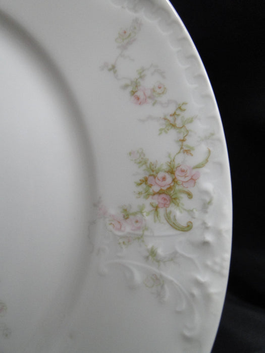 Haviland (Limoges) Schleiger 318-2, Pink, Green Scroll: Salad Plate 8 5/8" As Is