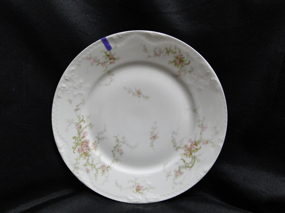 Haviland (Limoges) Schleiger 318-2, Pink, Green Scroll: Salad Plate 8 5/8" As Is
