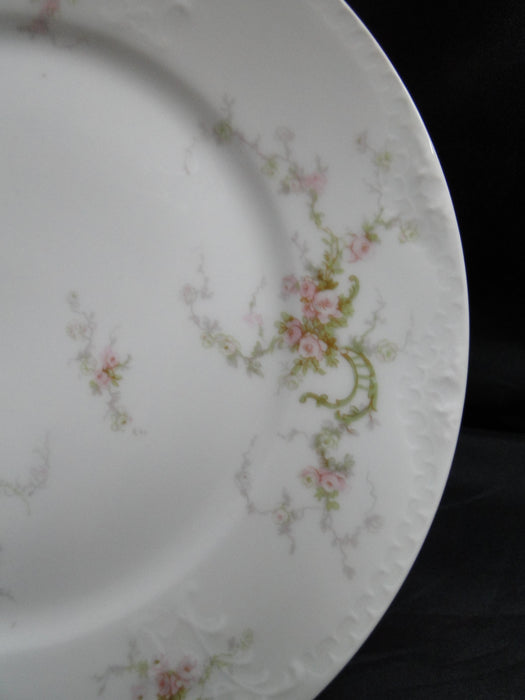 Haviland (Limoges) Schleiger 318-2, Pink, Green Scroll: Salad Plate 8 5/8" As Is