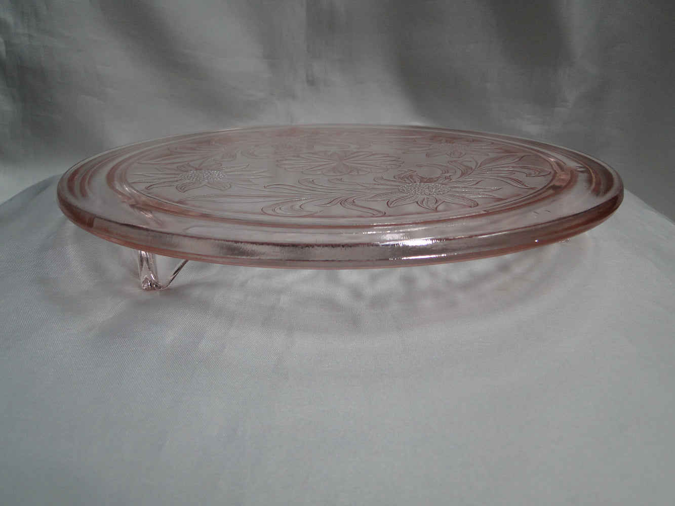 Jeannette Glass Sunflower Pink, Depression Glass: Footed Cake Plate, 10"