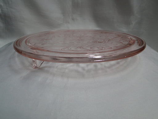 Jeannette Glass Sunflower Pink, Depression Glass: Footed Cake Plate, 10"
