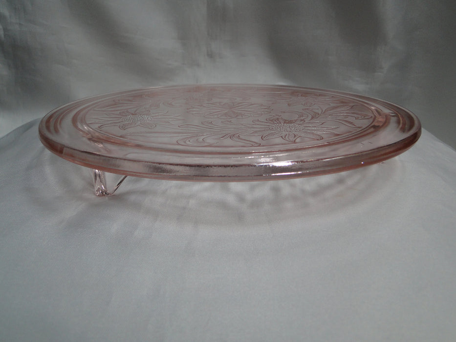 Jeannette Glass Sunflower Pink, Depression Glass: Footed Cake Plate, 10"