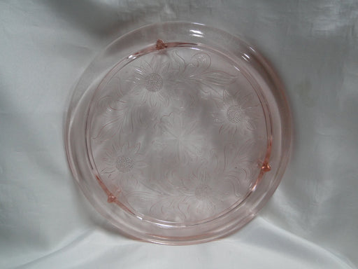 Jeannette Glass Sunflower Pink, Depression Glass: Footed Cake Plate, 10"