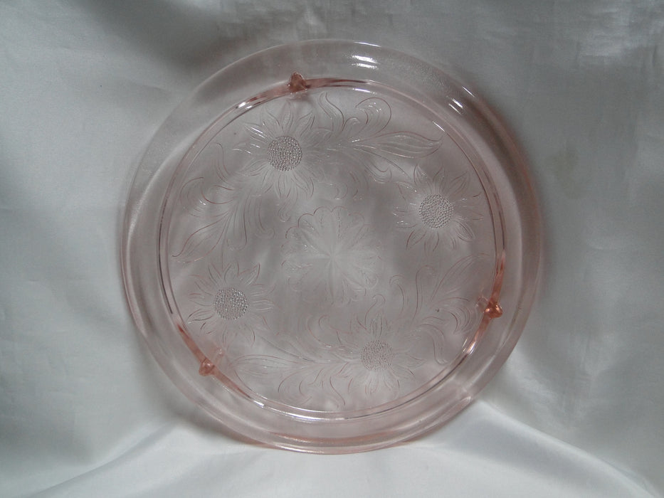 Jeannette Glass Sunflower Pink, Depression Glass: Footed Cake Plate, 10"
