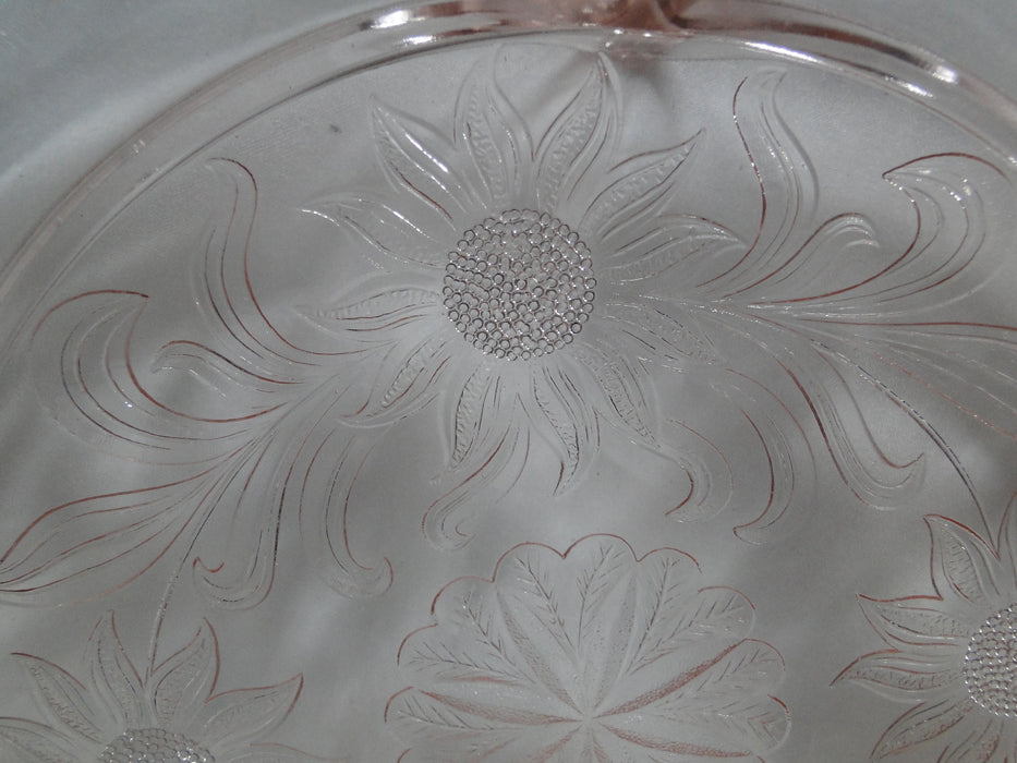 Jeannette Glass Sunflower Pink, Depression Glass: Footed Cake Plate, 10"