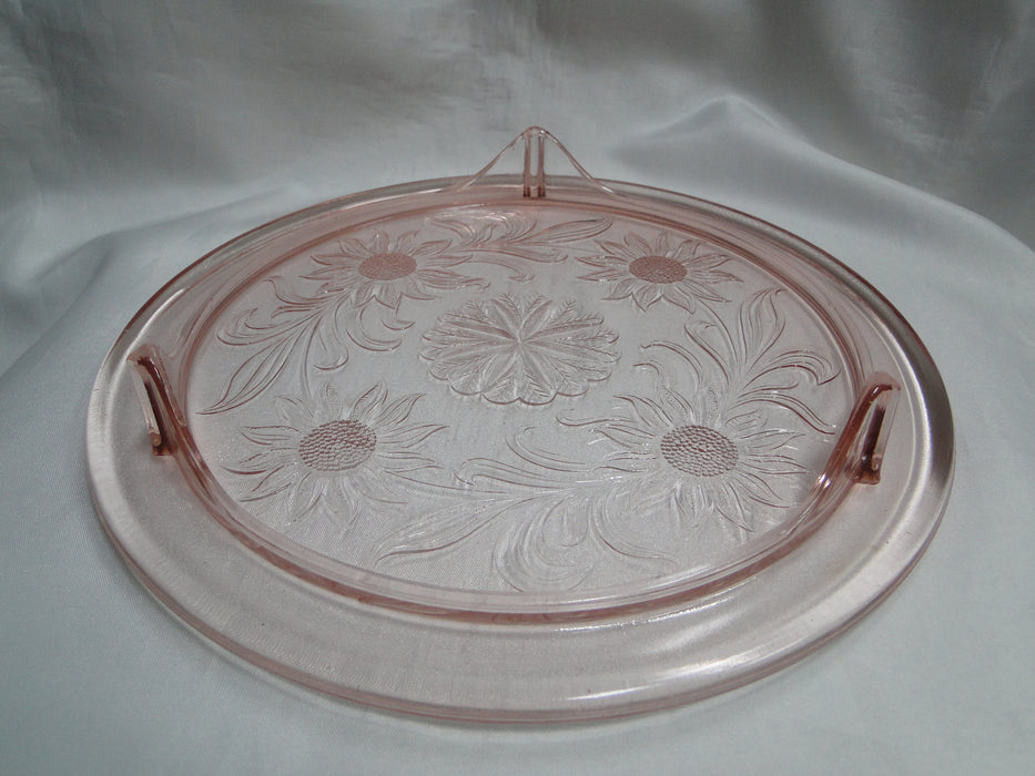 Jeannette Glass Sunflower Pink, Depression Glass: Footed Cake Plate, 10"
