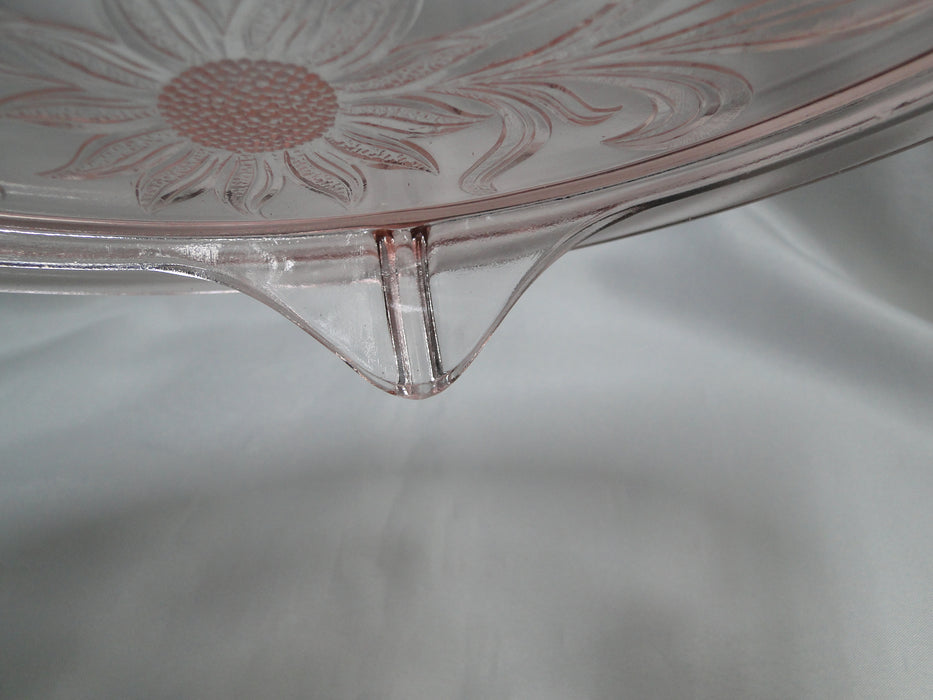 Jeannette Glass Sunflower Pink, Depression Glass: Footed Cake Plate, 10"