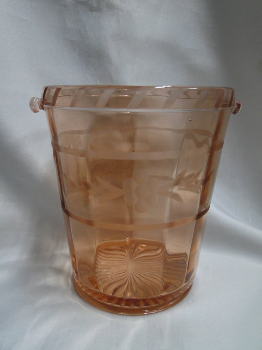 Pink Depression Glass, Floral Design: Ice Bucket, No Handle, 6" Tall