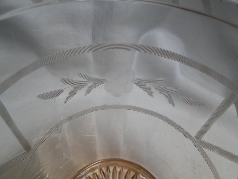 Pink Depression Glass, Floral Design: Ice Bucket, No Handle, 6" Tall