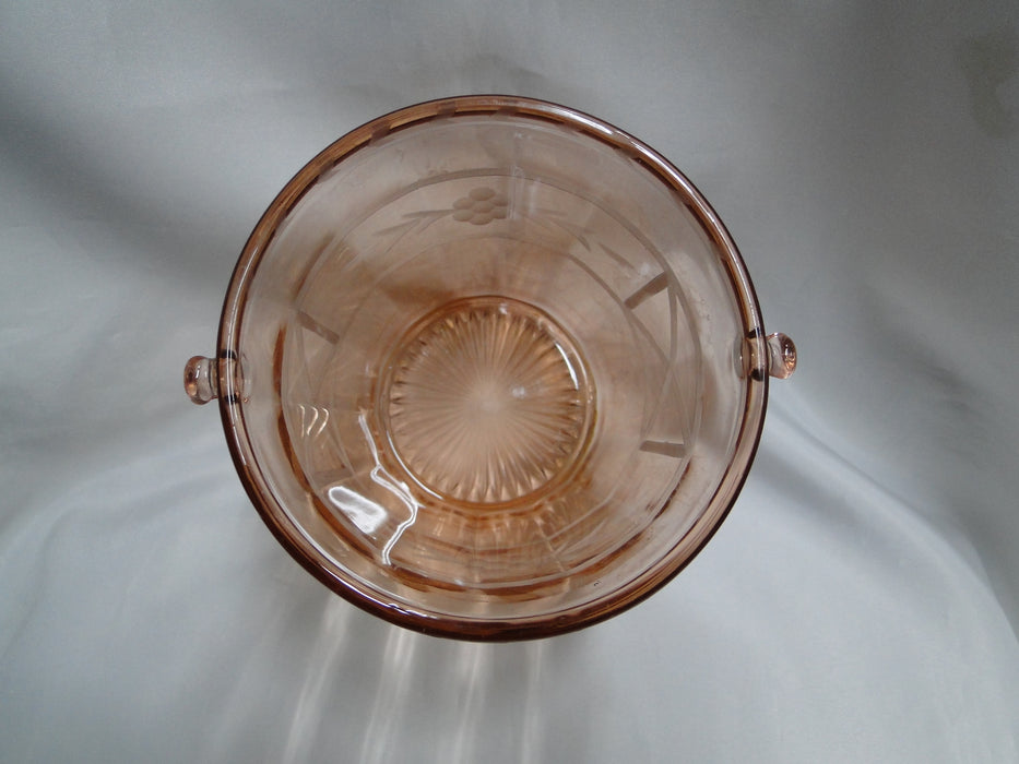 Pink Depression Glass, Floral Design: Ice Bucket, No Handle, 6" Tall