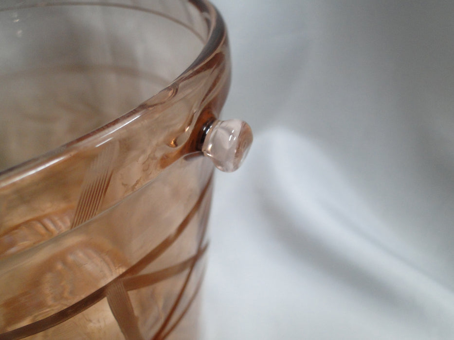 Pink Depression Glass, Floral Design: Ice Bucket, No Handle, 6" Tall