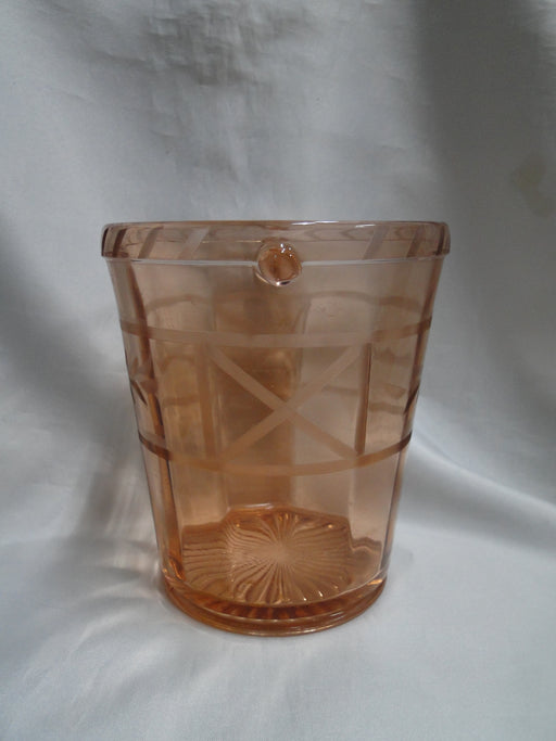 Pink Depression Glass, Floral Design: Ice Bucket, No Handle, 6" Tall