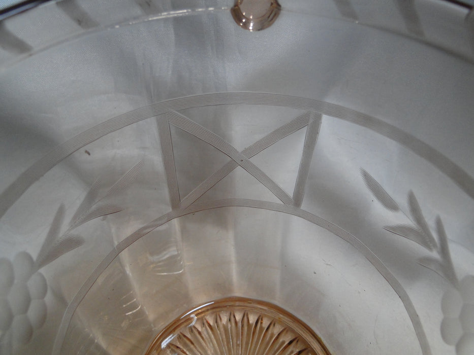 Pink Depression Glass, Floral Design: Ice Bucket, No Handle, 6" Tall