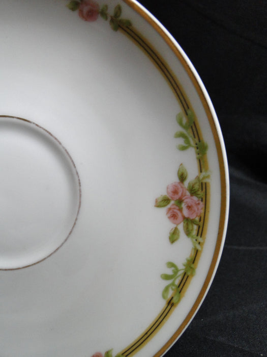 Haviland Schleiger 625A, Pink Roses on Vine: Bouillon & Saucer Set, As Is