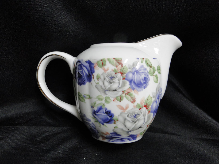 Grace's Teaware Purple & Gray Roses on White: Creamer, 3 1/2" Tall